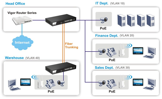 VigorSwitch P2121 LAN management