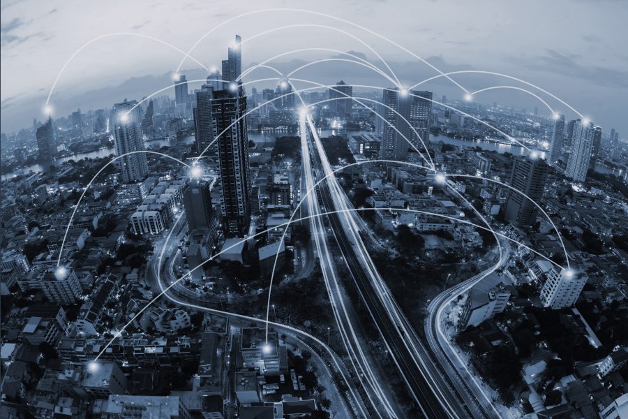 4G en 5G verbindingen door een stad